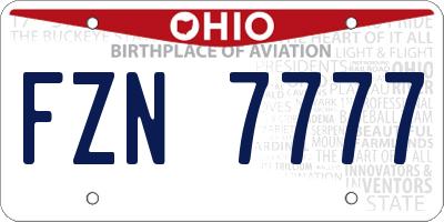 OH license plate FZN7777