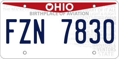 OH license plate FZN7830