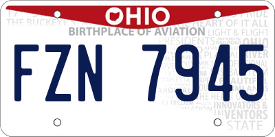 OH license plate FZN7945