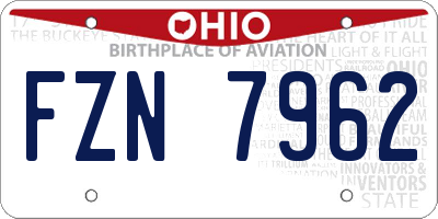 OH license plate FZN7962