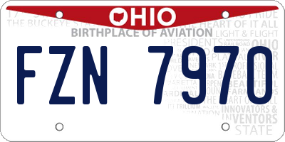 OH license plate FZN7970