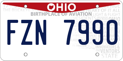OH license plate FZN7990