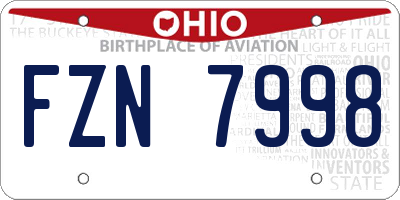 OH license plate FZN7998