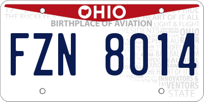 OH license plate FZN8014