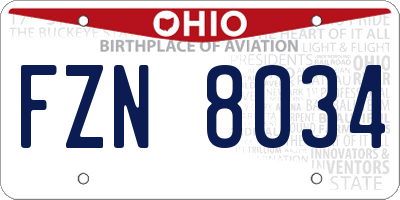 OH license plate FZN8034