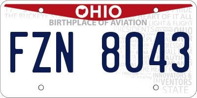 OH license plate FZN8043