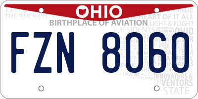 OH license plate FZN8060