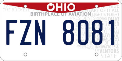 OH license plate FZN8081