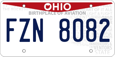 OH license plate FZN8082