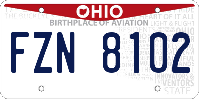OH license plate FZN8102