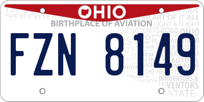 OH license plate FZN8149