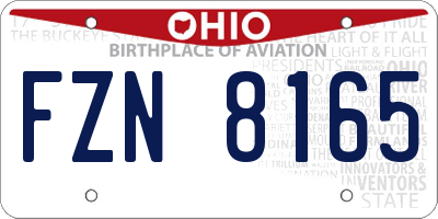 OH license plate FZN8165