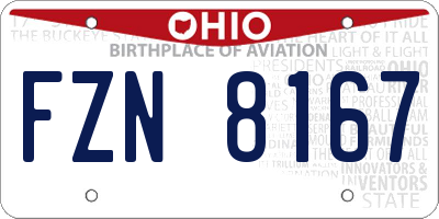 OH license plate FZN8167