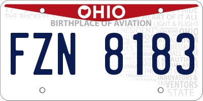 OH license plate FZN8183