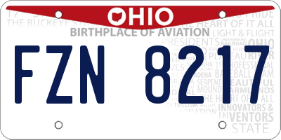 OH license plate FZN8217