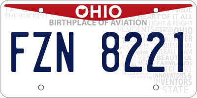 OH license plate FZN8221