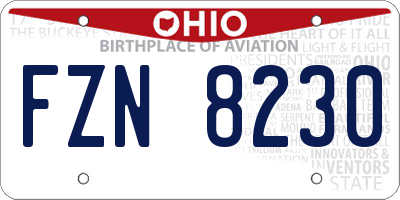 OH license plate FZN8230
