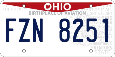 OH license plate FZN8251