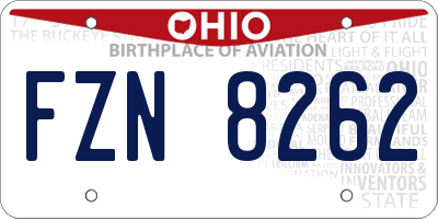 OH license plate FZN8262