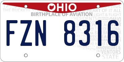 OH license plate FZN8316