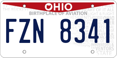 OH license plate FZN8341