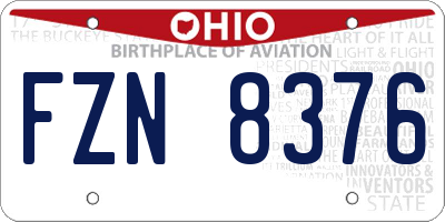 OH license plate FZN8376