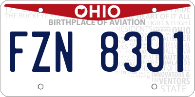 OH license plate FZN8391