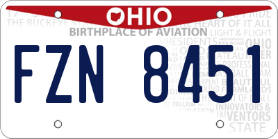 OH license plate FZN8451