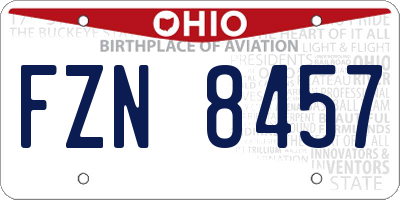 OH license plate FZN8457