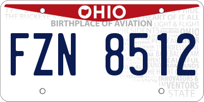 OH license plate FZN8512