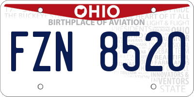OH license plate FZN8520