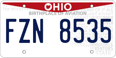 OH license plate FZN8535