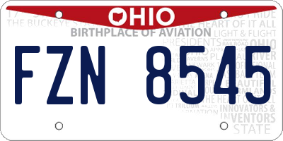 OH license plate FZN8545