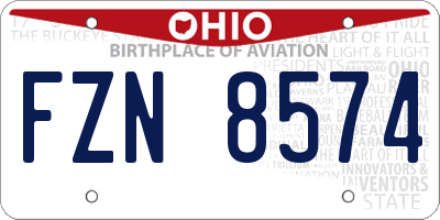 OH license plate FZN8574