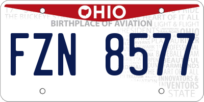 OH license plate FZN8577