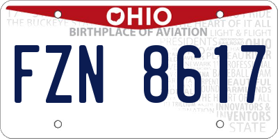 OH license plate FZN8617