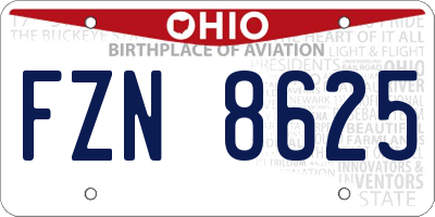 OH license plate FZN8625