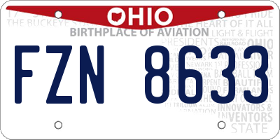 OH license plate FZN8633