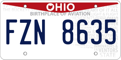 OH license plate FZN8635