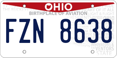 OH license plate FZN8638