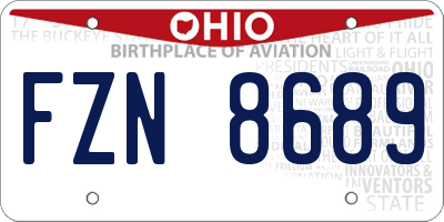 OH license plate FZN8689