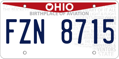 OH license plate FZN8715
