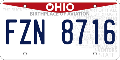 OH license plate FZN8716