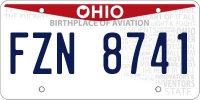 OH license plate FZN8741