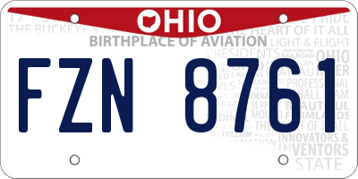 OH license plate FZN8761