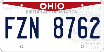OH license plate FZN8762