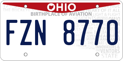 OH license plate FZN8770