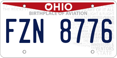 OH license plate FZN8776
