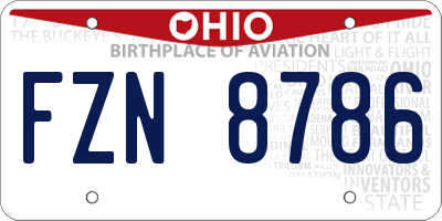 OH license plate FZN8786