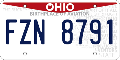 OH license plate FZN8791